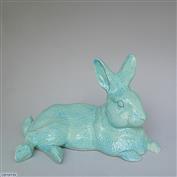 Harold Rabbit 31cm Long White clay Glazed Turquoise