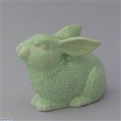 Bunny Sparkles Crouching 18cm Long White clay Glazed Mint Green