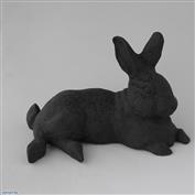 Harold Rabbit 31cm Long White clay Glazed Speckle Black