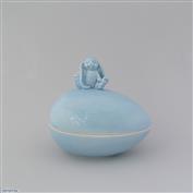 Bunny Sitting Egg Box 16cm Long Blue