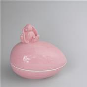 Bunny Sitting Egg Box 16cm Long Pink