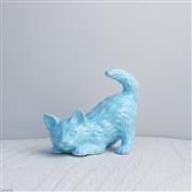 Candy Long Haired Playing 17cm Long White clay Glazed Turquoise