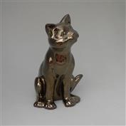 Dreamy Cat 22cm High Terracotta clay Glazed Crackle Bronze