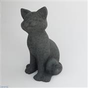 Dreamy Cat 22cm High Terracotta clay Glazed Speckle Black