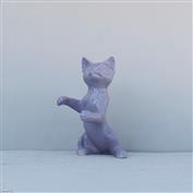 Jasper Loving Cat White Clay Glazed Purple 19.5cm Tall x 12cm Long x 14cm Wide