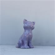 Kit Kat Sitting 15cm High White clay Glazed Purple