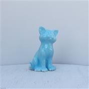 Kit Kat Sitting 15cm High White clay Glazed Turquoise