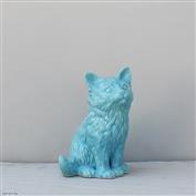 Lily Long Haired Sitting 17cm High White clay Glazed Turquoise