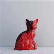 Molly Sitting Cat White Clay Glazed Red 16.5cm Tall x 12cm Long x 8cm Wide