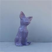 Large Abby Sitting Chihuahua White Clay glazed Purple 22cm High x 12cm Long x 13cm Wide