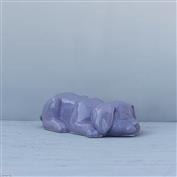 Sleeping Chloe Dog White Clay glazed Purple 5cm Tall x 16cm Long x 10cm Wide
