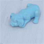 Sleeping Chloe Dog White Clay glazed Turquoise 5cm Tall x 16cm Long x 10cm Wide