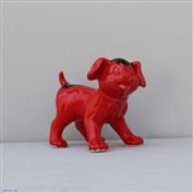 Izzy Standing Dog White Clay glazed Red Ink Blot 13cm Tall x 16cm Long x 10.5cm Wide