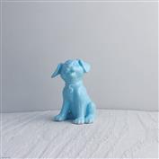  Lulu Sitting Dog White Clay glazed Turquoise 14cm Tall x 9cm Long x 9cm Wide