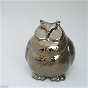 Hoot Owl 18cm Tall Terracotta clay glazed Crackle Bronze