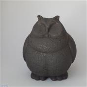 Hoot Owl 18cm Tall Terracotta clay glazed Speckled Black