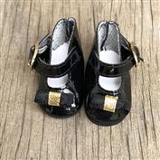 SHOE 659-Black Patent Leather Shoes with Socks 4.5cm x 2.3cm