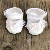 SHOE664-Baby White Shoes with Socks 6cm x 3cm