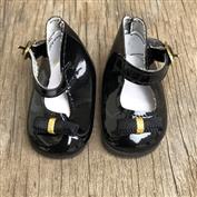SHOE671-Black Patent Leather Shoes with Socks 7cm x 3.5cm