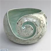 YARN0108-Speckled Foam Green Large Round Yarn Bowl 16cm Diameter x 11.5cm High