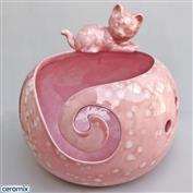 YARN0160-Playing Kitten Large Round Yarn Bowl 16cm Diameter x 11.5cm High