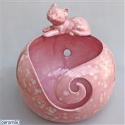 YARN0156-Lying Kitten Large Round Yarn Bowl 16cm Diameter x 11.5cm High