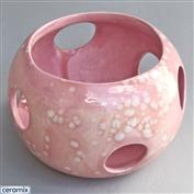 STLC0001-Pink String or Tea Light Candle Holder 13cm Diameter x 10cm High