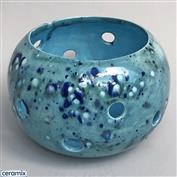 STLC0004-Turquoise String or Tea Light Candle Holder 13cm Diameter x 10cm High