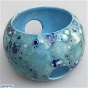 STLC0009-Turquoise String or Tea Light Candle Holder 13cm Diameter x 10cm High