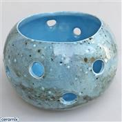 STLC0010-Turquoise String or Tea Light Candle Holder 13cm Diameter x 10cm High