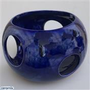 STLC0016-Blue String or Tea Light Candle Holder 13cm Diameter x 10cm High