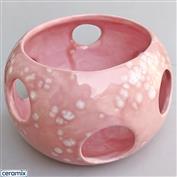 STLC0018-Pink String or Tea Light Candle Holder 13cm Diameter x 10cm High