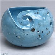 YARN0167-Shattuckite Turquoise Small Round Yarn Bowl 13cm Diameter x 10cm High