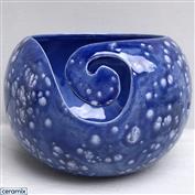 YARN0178-Thrilling Blue Large Round Yarn Bowl 16cm Diameter x 11.5cm High