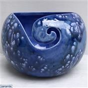 YARN0176-Glamorous Blue Large Round Yarn Bowl 16cm Diameter x 11.5cm High