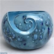 YARN0170-Feisty Turquoise Large Round Yarn Bowl 16cm Diameter x 11.5cm High