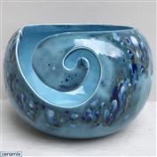 YARN0172-Dramatic Turquoise Large Round Yarn Bowl 16cm Diameter x 11.5cm High