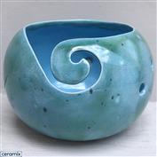 YARN0183-Turquoise Meander Small Round Yarn Bowl 13cm Diameter x 10cm High