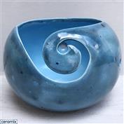 YARN0186-Pacific Blue Small Round Yarn Bowl 13cm Diameter x 10cm High
