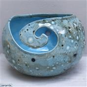 YARN0187-Turquoise Pebbles Small Round Yarn Bowl 13cm Diameter x 10cm High