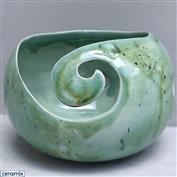 YARN0195-Motley Green Small Round Yarn Bowl 13cm Diameter x 10cm High