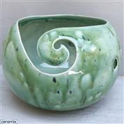 YARN0200-Awesome Green Small Round Yarn Bowl 13cm Diameter x 10cm High