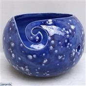 YARN0207-Heady Blue Small Round Yarn Bowl 13cm Diameter x 10cm High