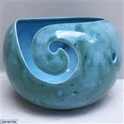 YARN0191-Turquoise Sea Large Round Yarn Bowl 16cm Diameter x 11.5cm High