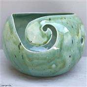 YARN0198-Delightful Green Large Round Yarn Bowl 16cm Diameter x 11.5cm High