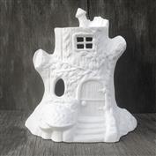 A1147-Fairy Tree Stump House with Cut Out Windows 23H x 22cmW