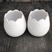 D1086- 2 Lace Applique Candle Cups 8cmH 