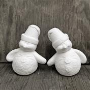 D1494 -2 Small Crack pot Snowmen 12cm Tall