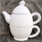 DM1813-Tea-For-One Plain Egg Teapot with Cup 28cmH