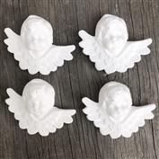 DM1267- 4 Victorian Angel Heads with Wings Hanging Ornaments 7.5cm Wide